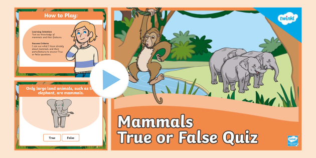 Mammals True or False Science PowerPoint Quiz (teacher made)