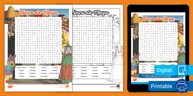 Cinco De Mayo Word Search Spanish Cinco De Mayo Word Search Puzzle