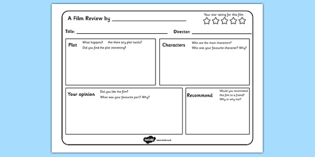 movie review sheet for students