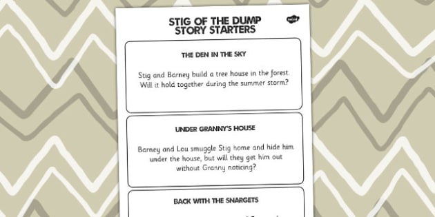 stig of the dump writing activities stone age character description