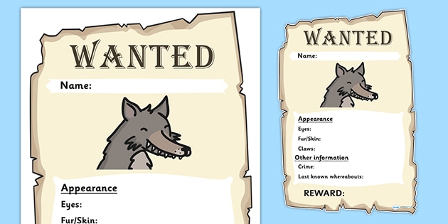 Little Red Riding Hood Wolf Wanted Posters Teacher Made