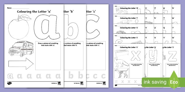 Colour and Draw Alphabet Activity Sheets