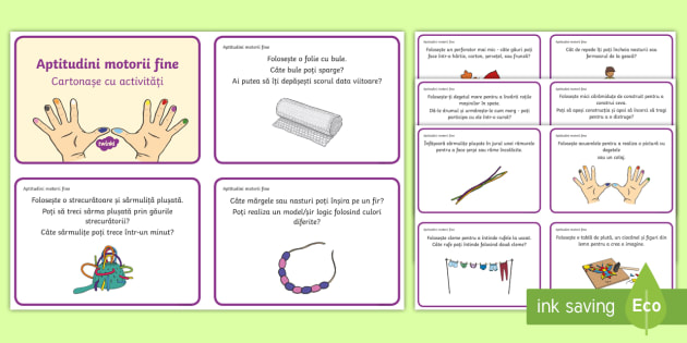 Activități pentru dezvoltarea motricității fine Cartonașe