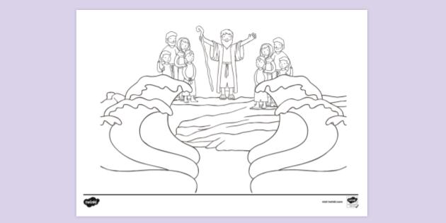 Free Colouring Page Moses And The Red Sea