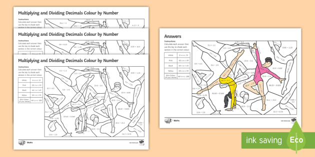 Multiplying And Dividing Decimals Colour By Number