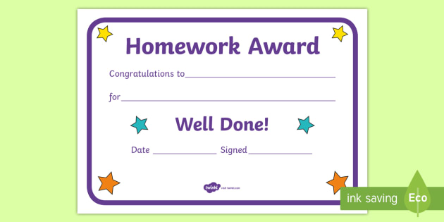 homework certificate