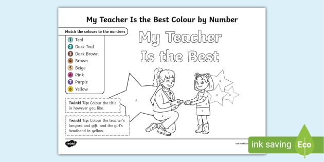 FREE! - My Teacher Is the Best Colour by Number