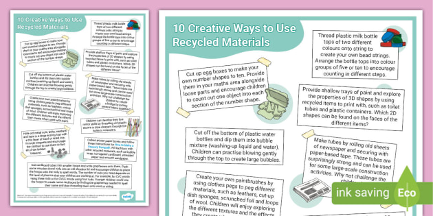 10 Creative Ways to Use Recycled Materials (teacher made)