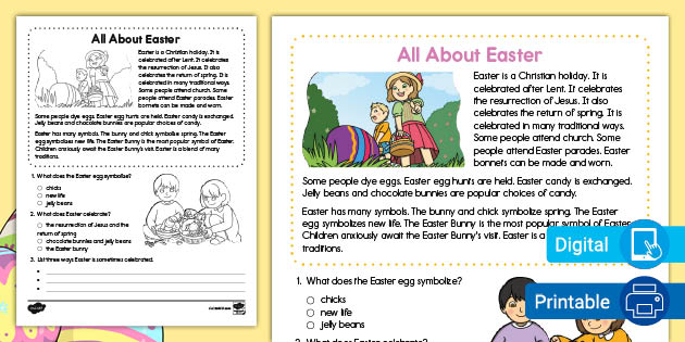 2nd grade easter reading comprehension ela twinkl usa