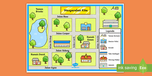 Places in Town Maps Indonesian (teacher made)