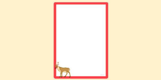 FREE! - Simple Blank Reindeer Christmas Page Border | Twinkl