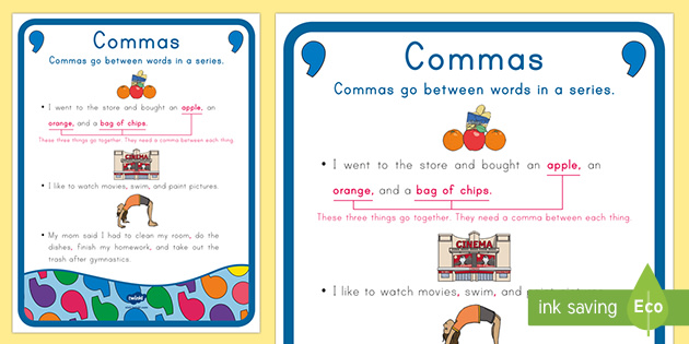 first-grade-commas-in-a-series-poster