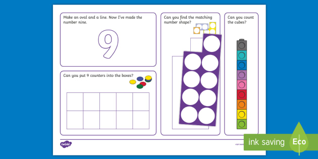 All About Number 9 Activity Mat (teacher made)