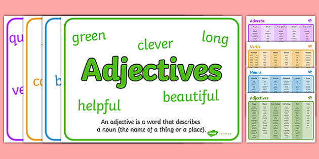 T L 5767 Noun Adjective Adverb And Verb Word Mat And Poster Pack Ver 1 