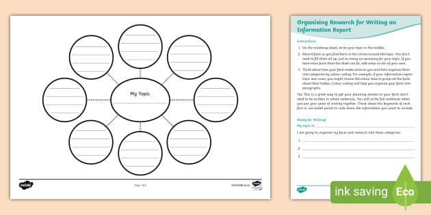 Level 2 Writing - Information Report Research Template