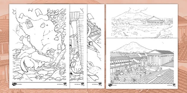ad 79 pompeii 'the pack of pompeii' colouring pages