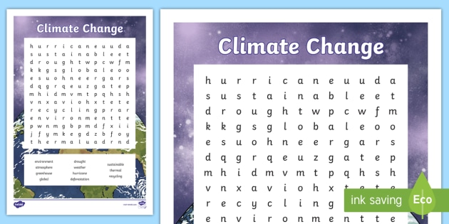 Climate Change Word Search teacher Made 