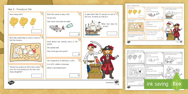 Year 2 Pirate-Themed Procedural Activity Mat (teacher made)