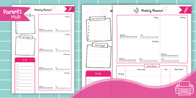 Colourful Weekly Planner  Twinkl Busy Bees (teacher made)