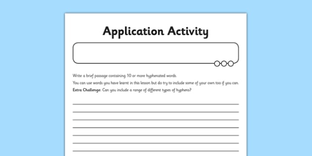 hyphens application worksheet worksheet teacher made