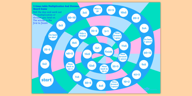 multiplication division and games table Board   Multiplication Times 5 Table board Division And Game