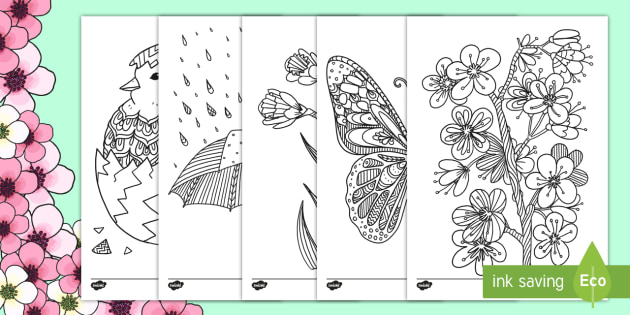 Hello Spring Colouring Pages Mindfulness Art