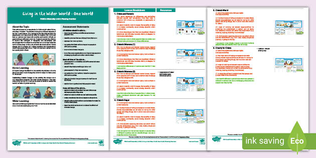 FREE! - PSHE and Citizenship LKS2 One World Planning Overview