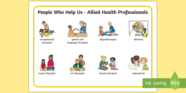 People Who Help Us Allied Health Professionals Word Mat