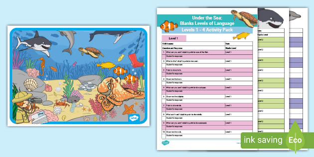 Under The Sea Blanks Levels Of Language Levels 1 4 Activity Pack