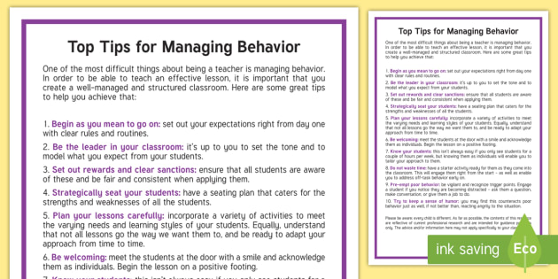 Top Tips for Managing Behavior Adult Guidance