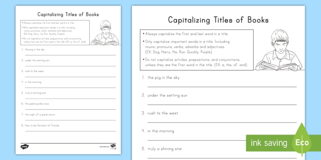 Capitalizing Book Titles Activity (teacher made)