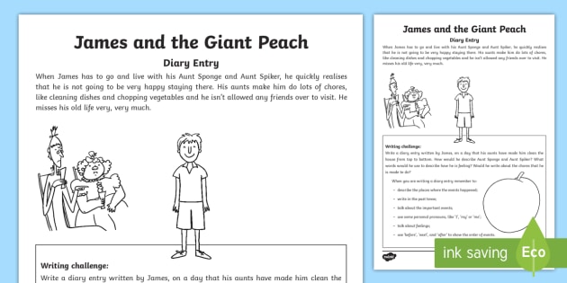 James and the Giant Peach Living with Sponge and Spiker Writing Worksheet