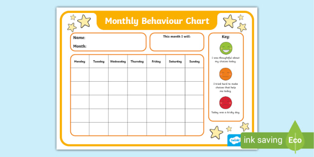 behavior chart template middle school