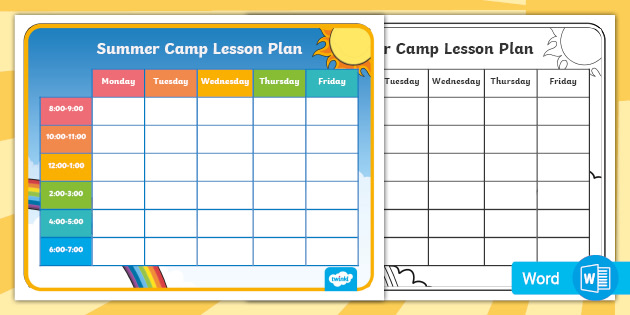 Lesson Plan Template For Summer Camp Summer Twinkl