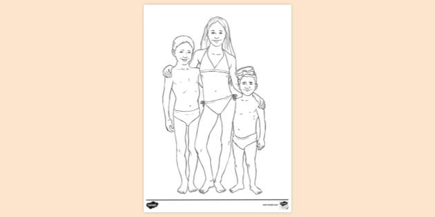 FREE! - Children in Swimming Costumes Colouring | Colouring Sheet