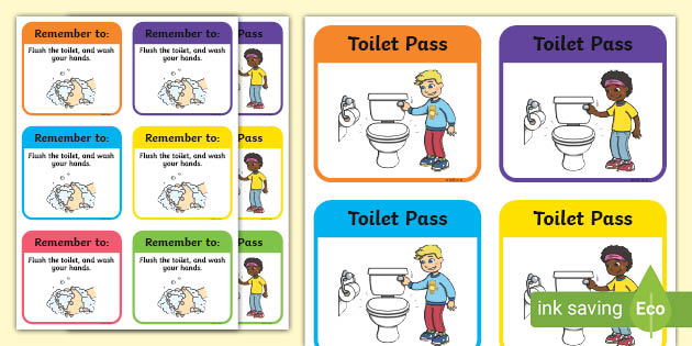 Printable Toilet Pass Templates Colourful Resource Pack