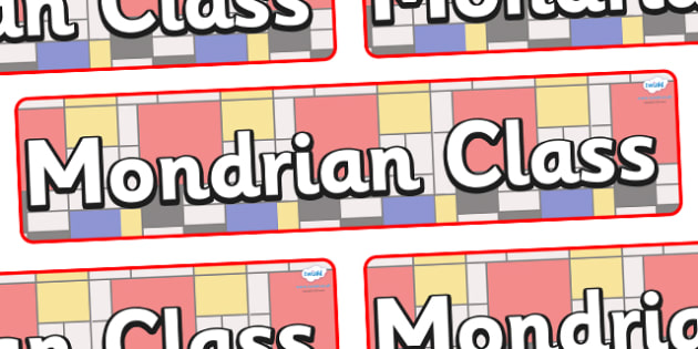 Free Mondrian Themed Classroom Display Banner