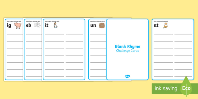 Blank Rhyme Challenge Cards (teacher made)