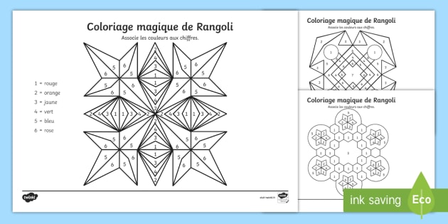 Feuille D Activites Coloriage Magique De Rangoli