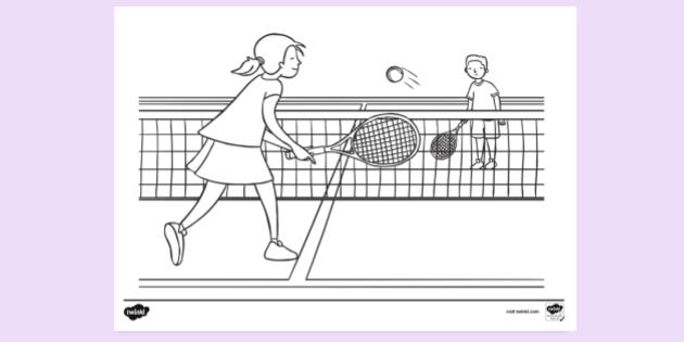 Tennis Colouring Page - Twinkl Teaching Resources - PE