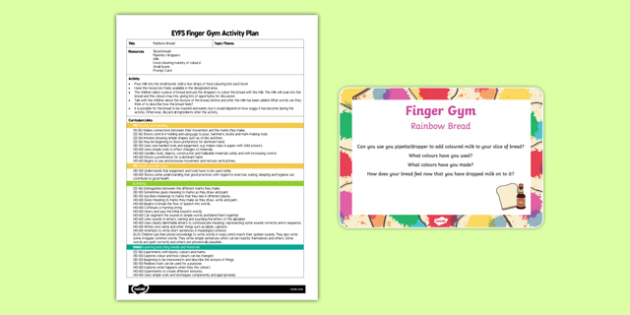 Eyfs Rainbow Bread Finger Gym Plan And Prompt Card Pack