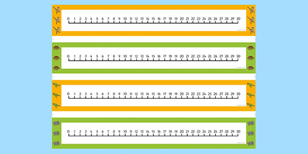 Realistic Dinosaurs Number Lines 0 30