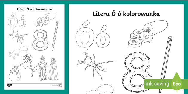Litera Ó ó | Samogłoski | Kolorowanka (teacher made)