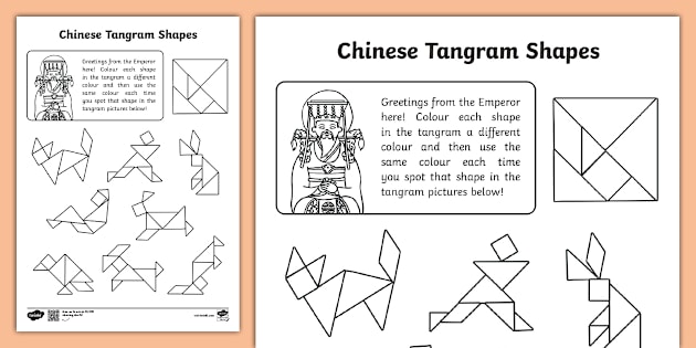 Tangram Worksheet Colour in the Tangram shapes