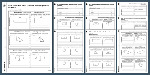 Gcse Foundation Maths Revision Questions Formulae