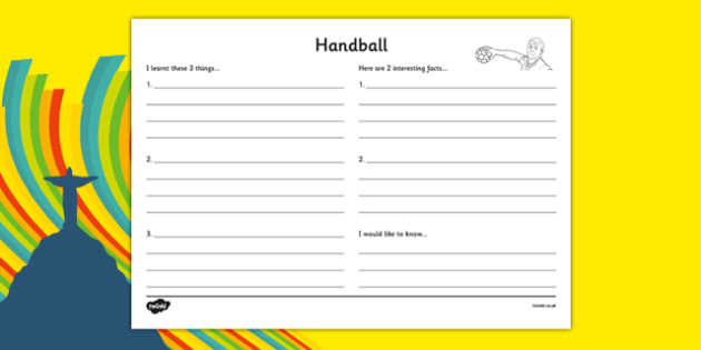 Rio 2016 Olympics Handball Write Up Worksheet (teacher Made)