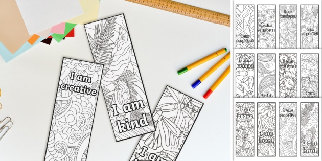 Positive Affirmations Colouring Bookmarks | Twinkl Party