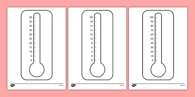 Blank Thermometers Multiples of 2, 5 and 10 - blank