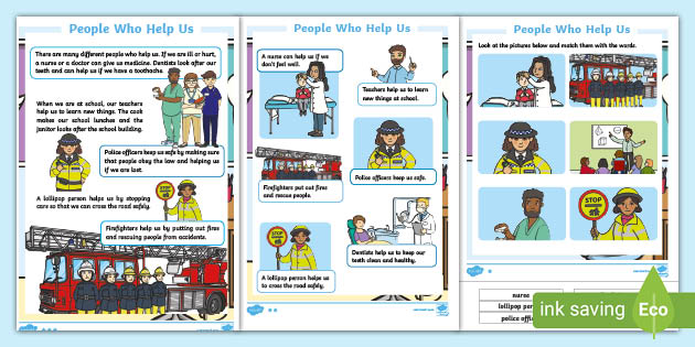 Let's Learn About People Who Help Us Differentiated Reading Comprehension