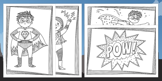 ks1 superheroes coloring sheets for boys and girls
